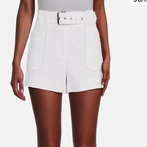 Derek Lam 10 Crosby Monterey Belted Short, White, Size 00